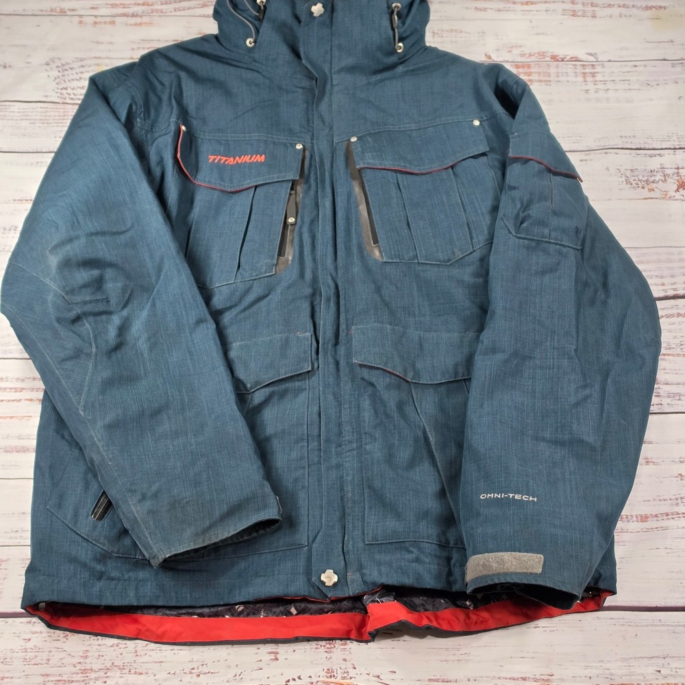 Columbia Titanium Interchange Jacket Mens L Blue Excellent 3-in-1 Fleece Lining